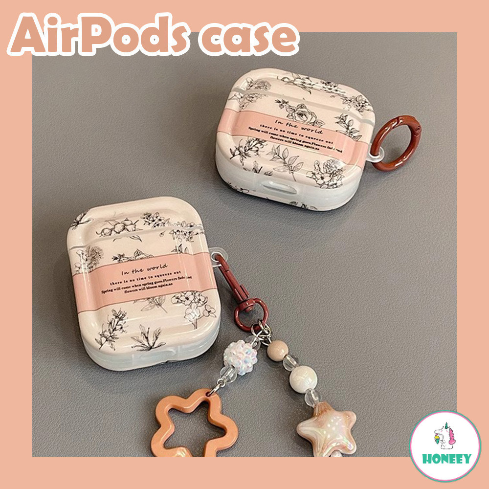 Chic Retro ดอกไม้รูปแบบหูฟัง Star Charm พวงกุญแจสําหรับ Airpods 1 2 3 Airpod Pro 2 หูฟังไร้สายบลูทูธ Hard Anti-drop ชุดหูฟังฝาครอบป้องกัน