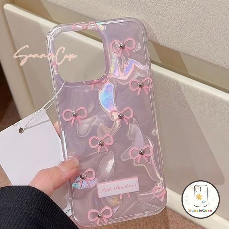 เหมาะสำหรับ IPhone 17 16 14 12 13 15 11 Pro Max XR  X 715 6S 14 8 6 Plus XS Max SE 2020 โบว์น่ารัก โรแมนติก คู่ เคส