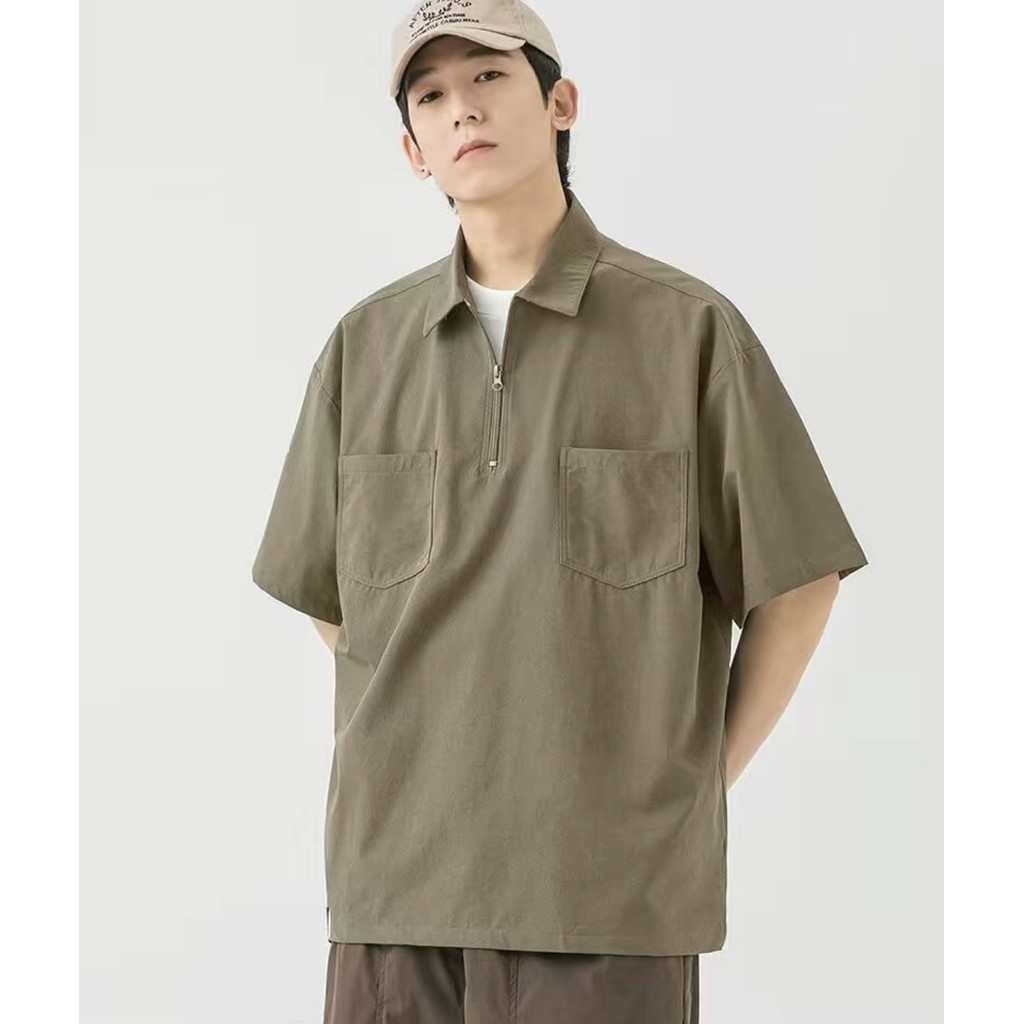 MANMAN เสื้อโปโลผู้ชาย เสื้อคอปก ยอดนิยม แบบหลวม หล่อ สีล้วน ใส่ได้ทั้งชายและหญิง ราคา ถูกที่สุด ดีลบีเคเค แกลเลอรีภาพที่ 5