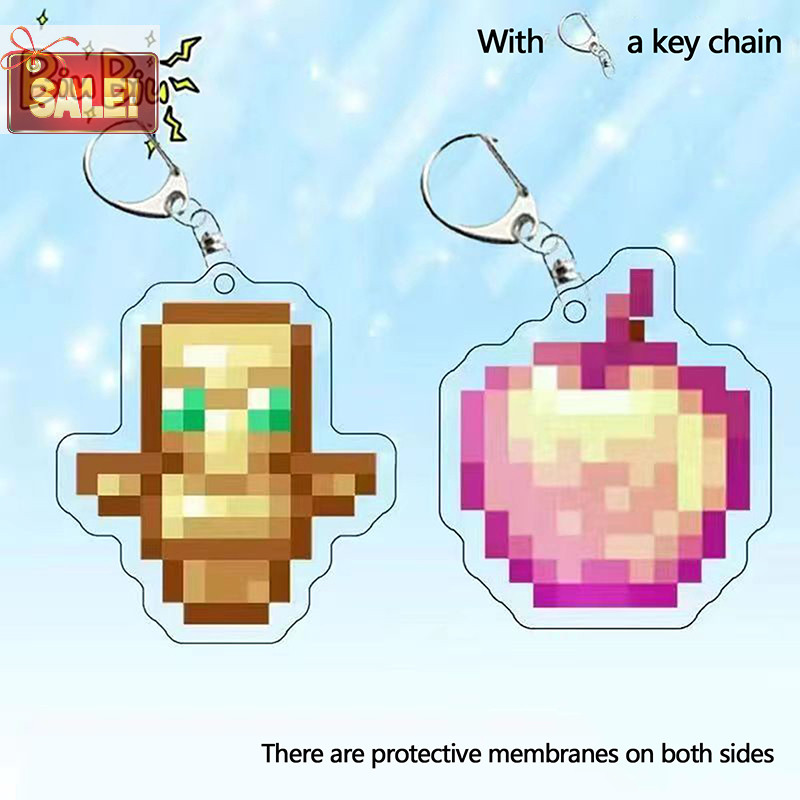 Bl Minecraft Totem Of Undying Key Chain Golden Apple ของเล่นรวบรวมจี้อะคริลิคพวงกุญแจรถ A
