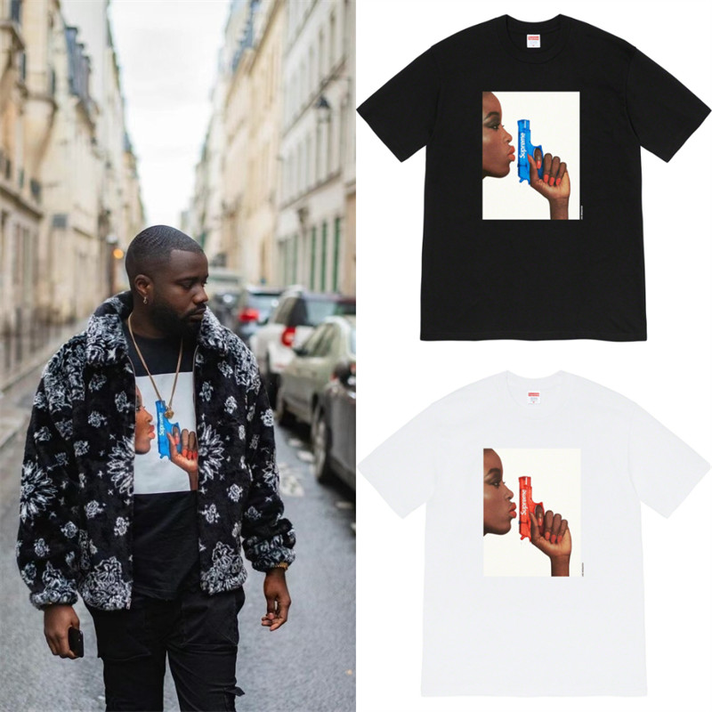 เสื้อยืดแขนสั้นพิมพ์ลายภาพถ่ายตัวละครปืนฉีดน้ําใหม่