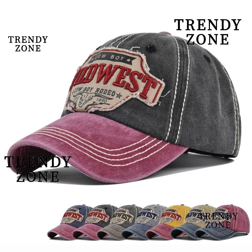 Trendyzone เย็บปักถักร้อยเบสบอลหมวก, WILD วัวเด็กกีฬากลางแจ้ง Distressed Faded Casquette, ปรับฤดูใบไม้ผลิฤดูร้อน Trucker หมวก Man ผู้หญิง