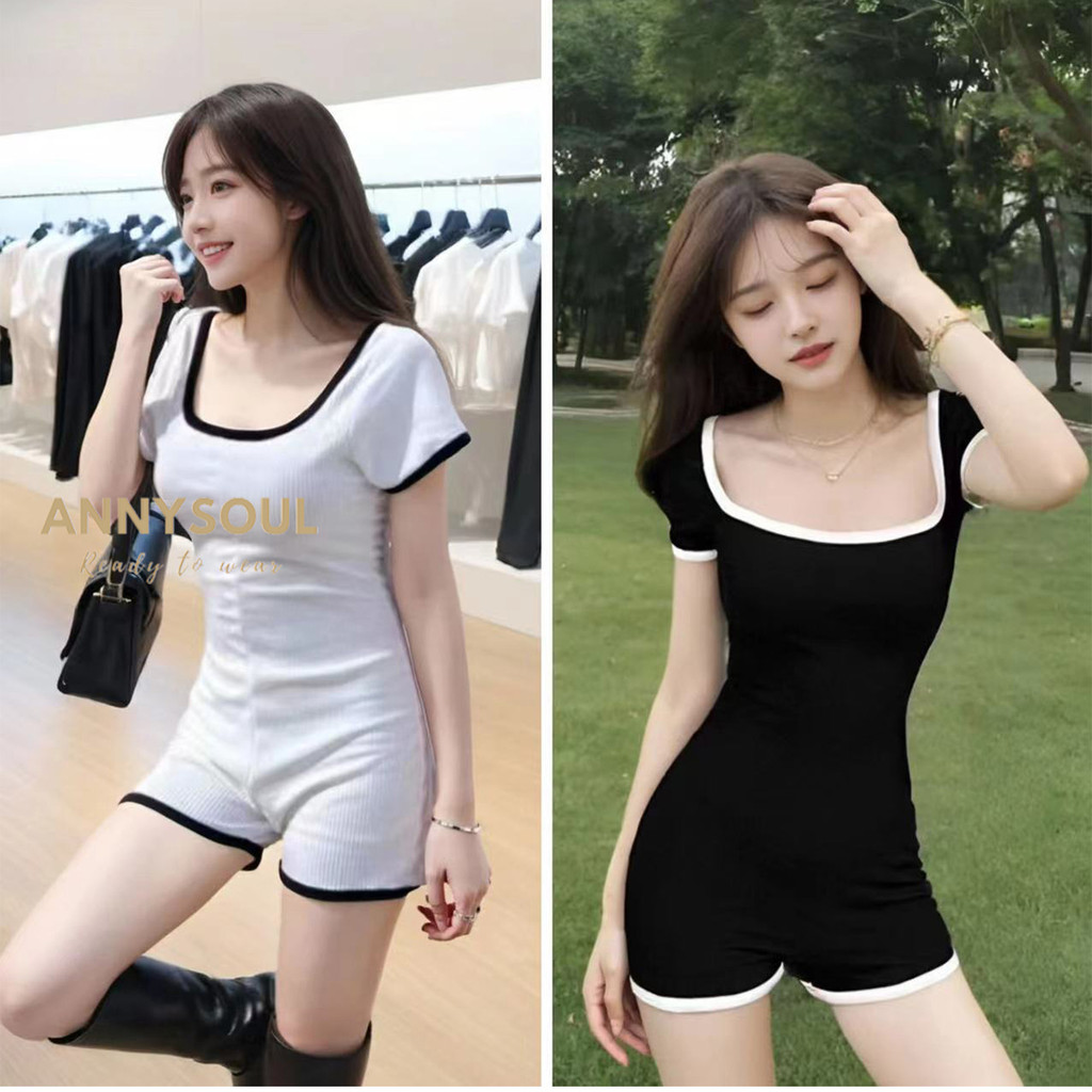 จั๊มสูทดีไซน์สีตัดกันสำหรับสาวๆ