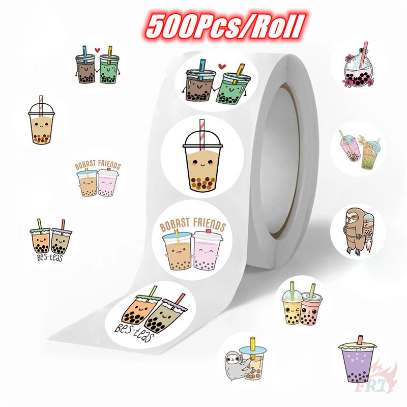 500ชิ้น/ม้วน ❤ คิวชานมไข่มุก . สติ๊กเกอร์รางวัลเด็ก ❤ Diy สมุดภาพอัลบั้มตกแต่งสติกเกอร์ฉลากปิดผนึก