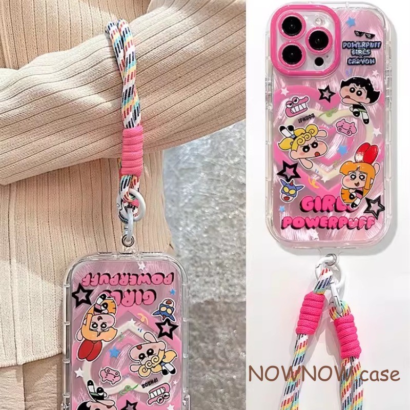 สําหรับiphone 16 15 14 13 12 11 Pro MAX X XR XS MAXการ์ตูนน่ารักครีมบินสาวตํารวจFeatherรูปแบบเคสโทรศัพท์สายรัดข้อมือแขวนเชือก