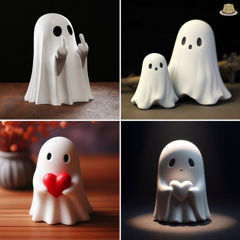 [กซ] นิ้วกลางรูปปั้นผีน่ารัก, ผีขนาดเล็กรูปแกะสลักผีน่ากลัว, ตกแต่งบ้านฮาโลวีน, โต๊ะกาแฟกลางชั้นวาง ไทย