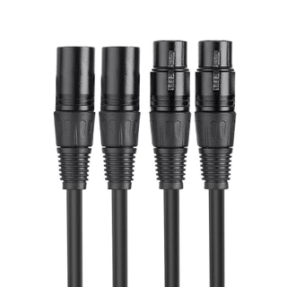 ข้างละ2หัว 1M สายดำ สายสัญญาณเสียง XLR Male To XLR Female (ผู้เมีย) Mic Cable ยาว 1 เมตรXLR-XLR ผู้เมียคู่