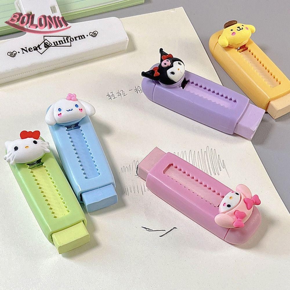 Bo Push Pull Eraser, Kuromi Cute Retractable Eraser, Creative Wiping Traceless Cinnamoroll Pencil Rubber School