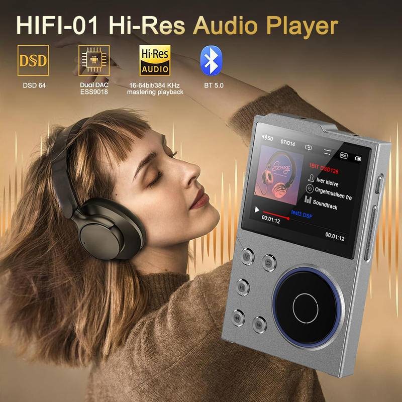 เครื่องเล่นเพลงไฮไฟ เพลง Lossless DSD256 mastering คุณภาพเสียง Walkman ในตัว 16GB บลูทูธวิทยุ FM ฟังก์ชั่นการบันทึกเครื่องเล่นดิจิตอลในรถยนต์