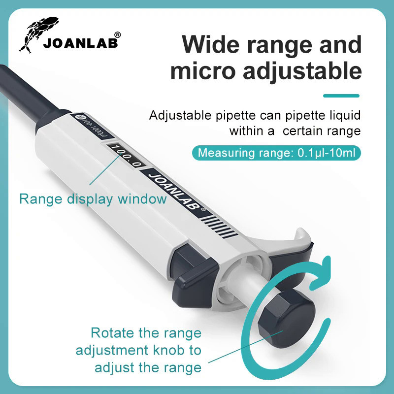 JOANLAB Micropipette Laboratory Automatic Pipette Digital Adjustable Plastic Pipette Chemistry Lab E