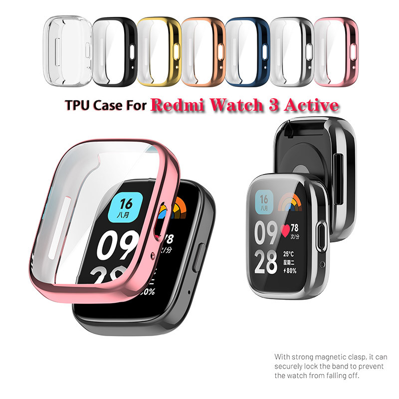 นุ่มคลุมทั้งหมดเกราะป้องกันเคส TPU สําหรับ Redmi Watch 3 อุปกรณ์เสริมป้องกันหน้าจอกันชนที่ใช้งาน