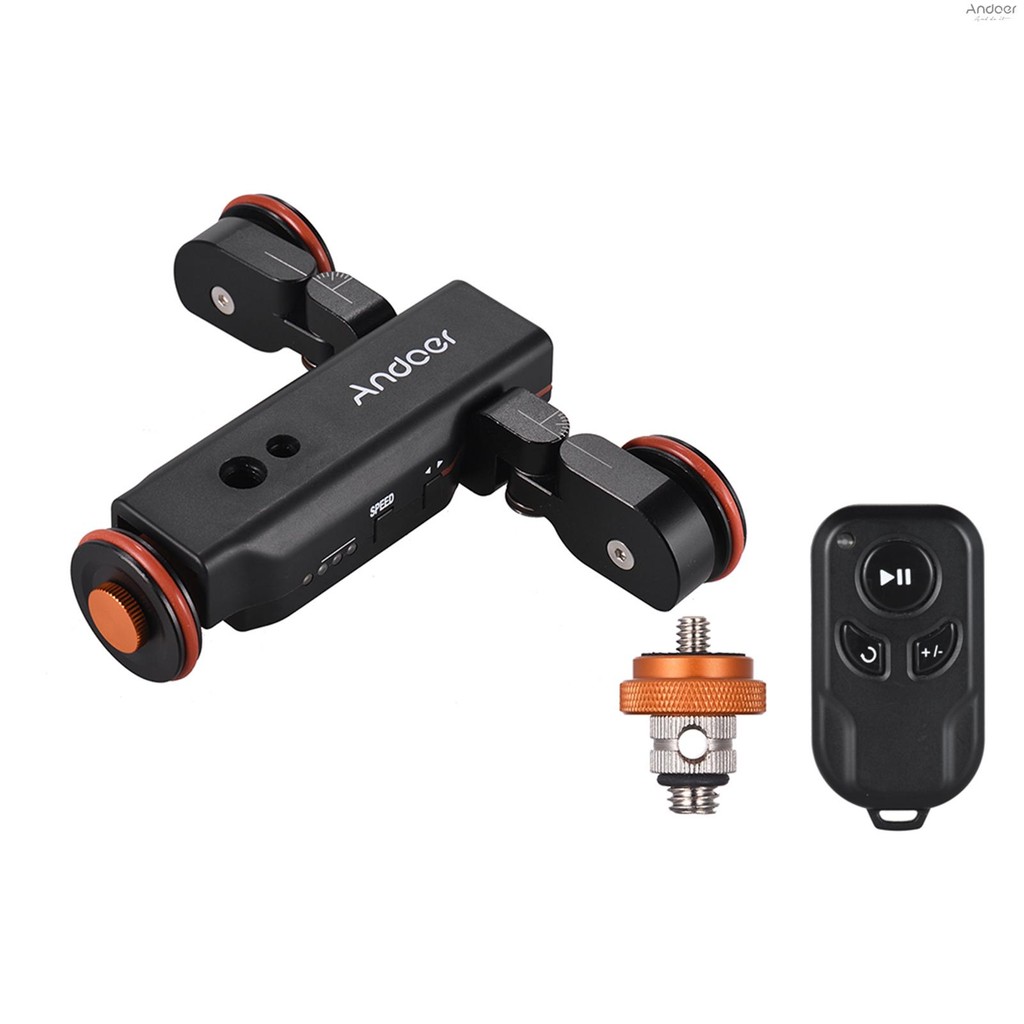 Andoer L4 PRO กล้องมอเตอร์วิดีโอ Dolly ขนาดระบุไฟฟ้า Track Slider รีโมทคอนโทรลไร้สาย/1800mAh แบตเตอรี่ 3 ความเร็วปรับ Mini Slider Skater สําหรับ