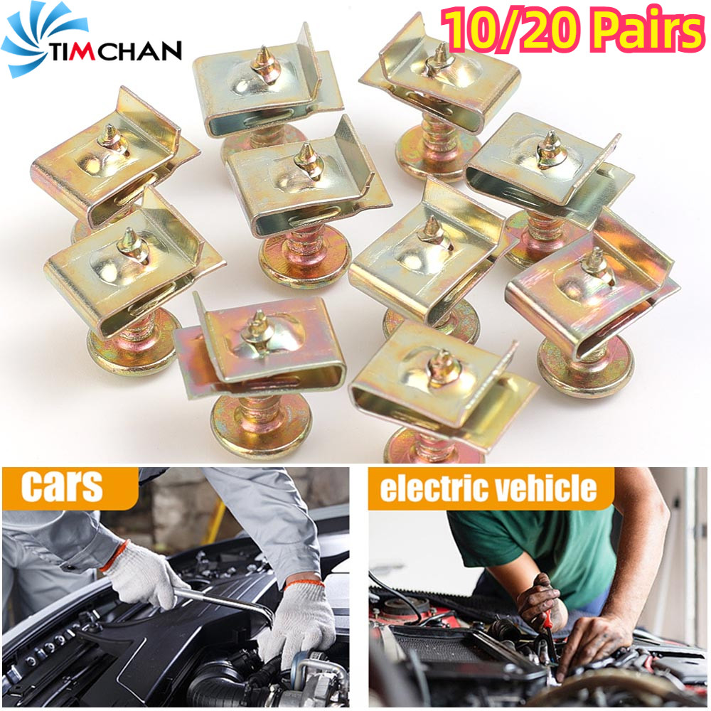 20 คู่รถ Body Bolt U-nut Clamp - รถ M5 Self Tapping สกรูเครื่องซักผ้า - กันชน Mudguard Anti-detachment Fasteners - Lower แผ่นป้องกันโลหะสกรูหัวเข็มขัด - อุปกรณ์เสริมยานยนต์