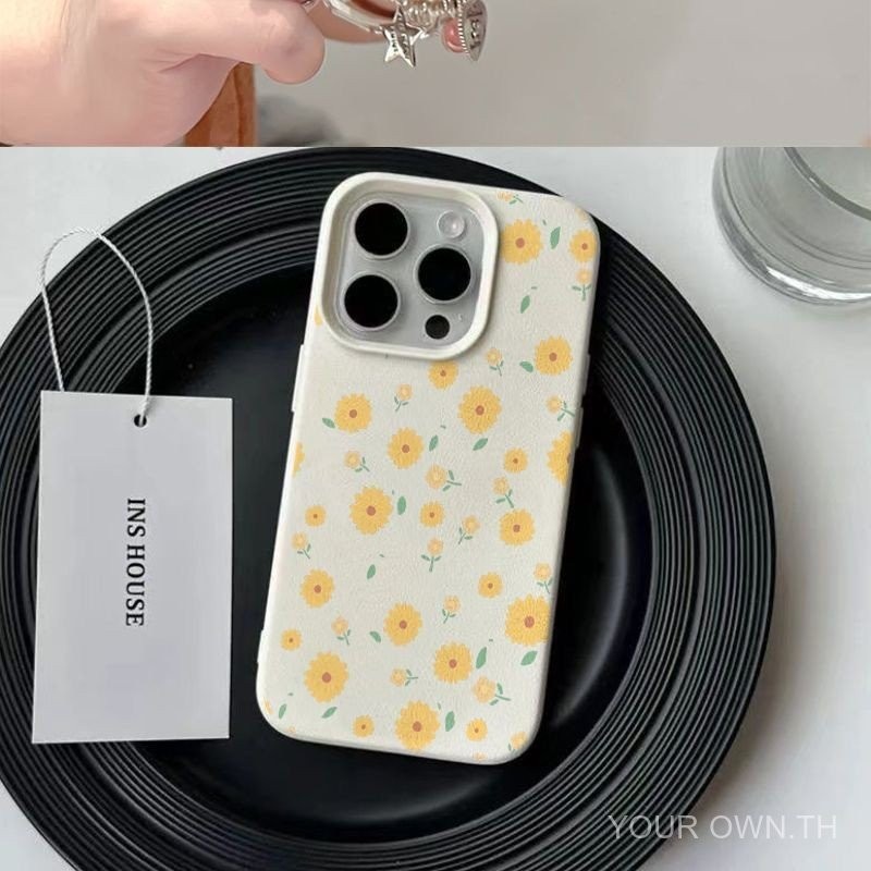 เคส iPhone สุดเท่และสบายๆสำหรับคนรักแอปเปิ้ลดอกไม้สีเหลืองแบบเต็มหน้าจอ-เหมาะสำหรับ iPhone 7plus, 8PLUS, X, XR, XS MAX, 11pro, 11, 12, 13, 14, 15 PRO MAX