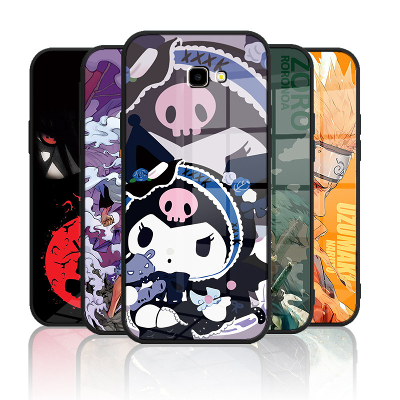 เคสกระจก Samsung galaxy J4 plus / J5 prime / J7 prime เคสกระจกนิรภัย Hard Back Cover Soft Silicon Edge