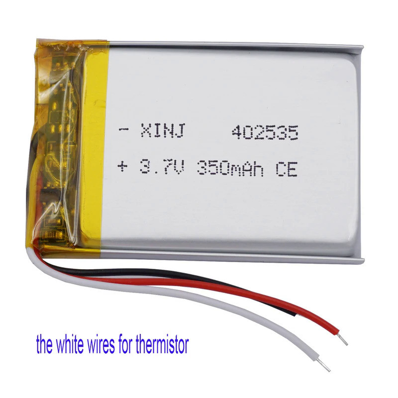 3.7V 350mAh 1.29Wh Rechargeable  Li Li-ion Lithium Battery 402535 NTC 3 Wires Thermistor For GPS Mp4