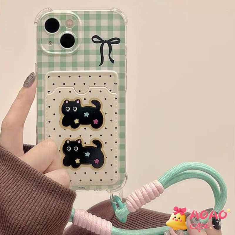 การ์ตูนน่ารักตลกตลกแมวดำตัวเล็ก ๆ เคสiPhone 15 11 13 12 14 Pro Max 7Plus XR X XS Max 7 8 14 15 Plus SE 2020