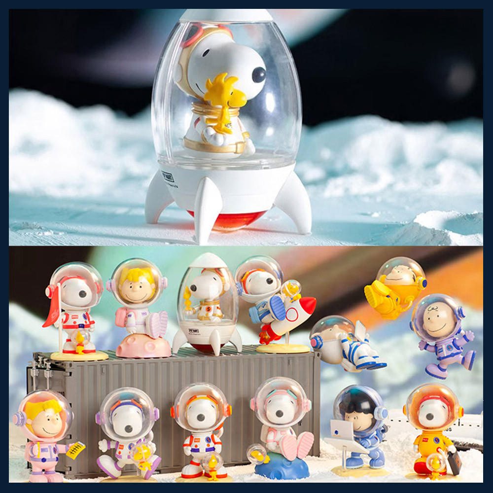 Popmart POPMART Snoopy-Space Discovery Series ของแท้ 100% กล่องปริศนารูปอินเทรนด์เล่นตุ๊กตาน่ารักของเล่นตกแต่งของขวัญสร้างสรรค์