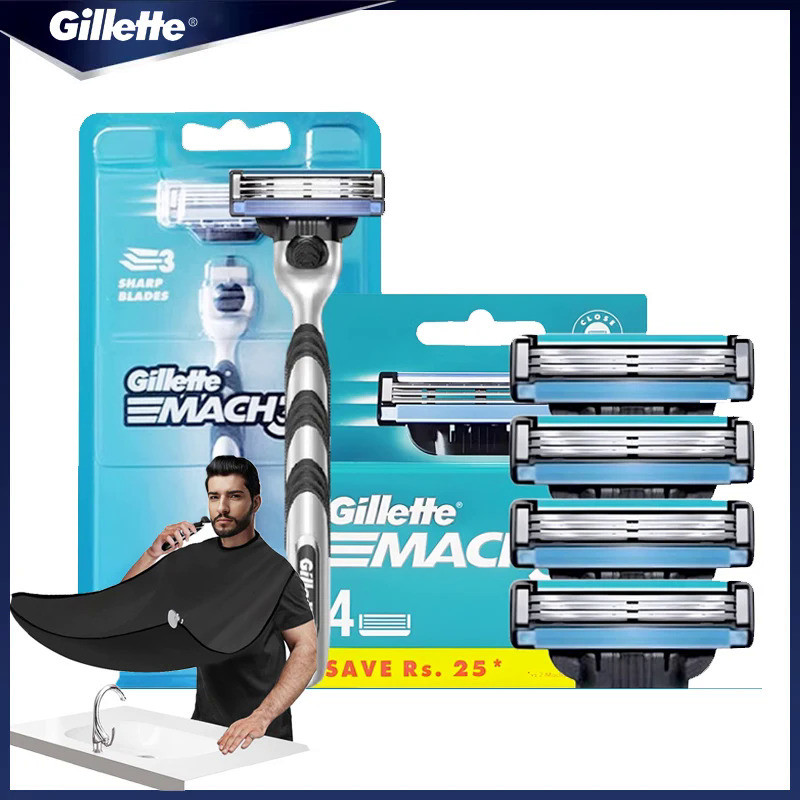 Original Gillette Mach 3 Men's Face Shaving Razor Safety Razor Face Beard Shaving Hair Removal Manua