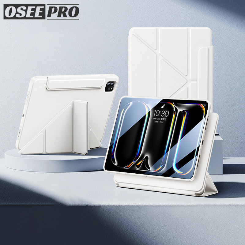 Osee Pro เคส iPad Y-fold flip cover สามในหนึ่งเดียวแม่เหล็กที่ถอดออกได้หัวเข็มขัดอะคริลิคเคสสําหรับ 