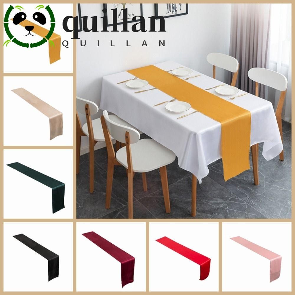 Quillan ผ้าปูโต๊ะ ผ้าซาติน ยาว 275 ซม. สีพื้น สําหรับงานแต่งงาน ปาร์ตี้