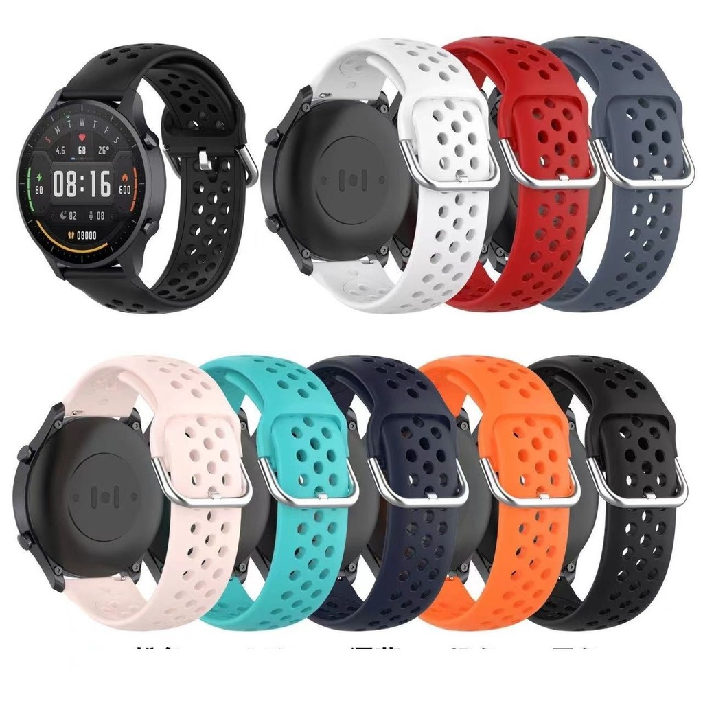 สายนาฬิกาXiaomi Watch s1 s1pro s1active s2 s3 s4 color2ชิลิโคนลายรูHuawei Gt1GT2GT3GT4สาย20mm22mm