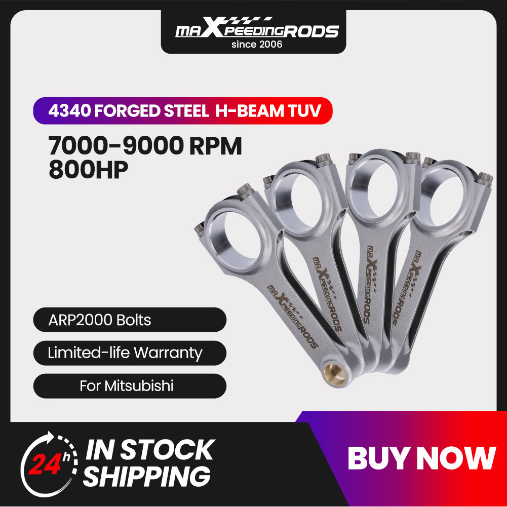 Maxpeedingrods 4x ก้านเชื่อมต่อสําหรับ 4G63 4G63T 2.0L เครื่องยนต์ Fit Mitsubishi Eclipse Lancer EVO