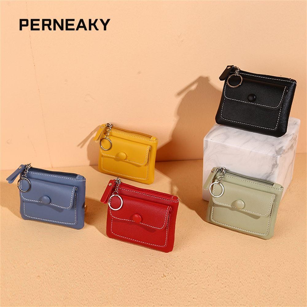 Perneaky Wallet Fashion Key Chain Pocket PU Leather Short Purses