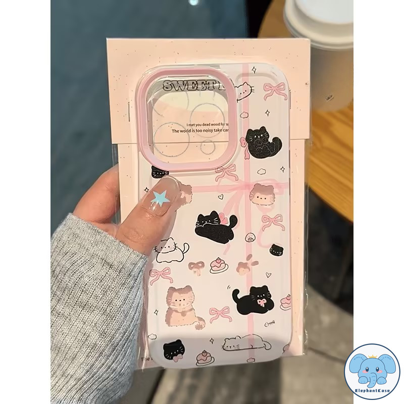 โบว์น่ารักลูกแมว Butter Bear เข้ากันได้เคสไอโฟน 13 11 15 12 14 Pro Max 12 13 14 15 Pro XR X XS Max 6 6s 7 8 Plus SE 2020 - รูปที่ 3