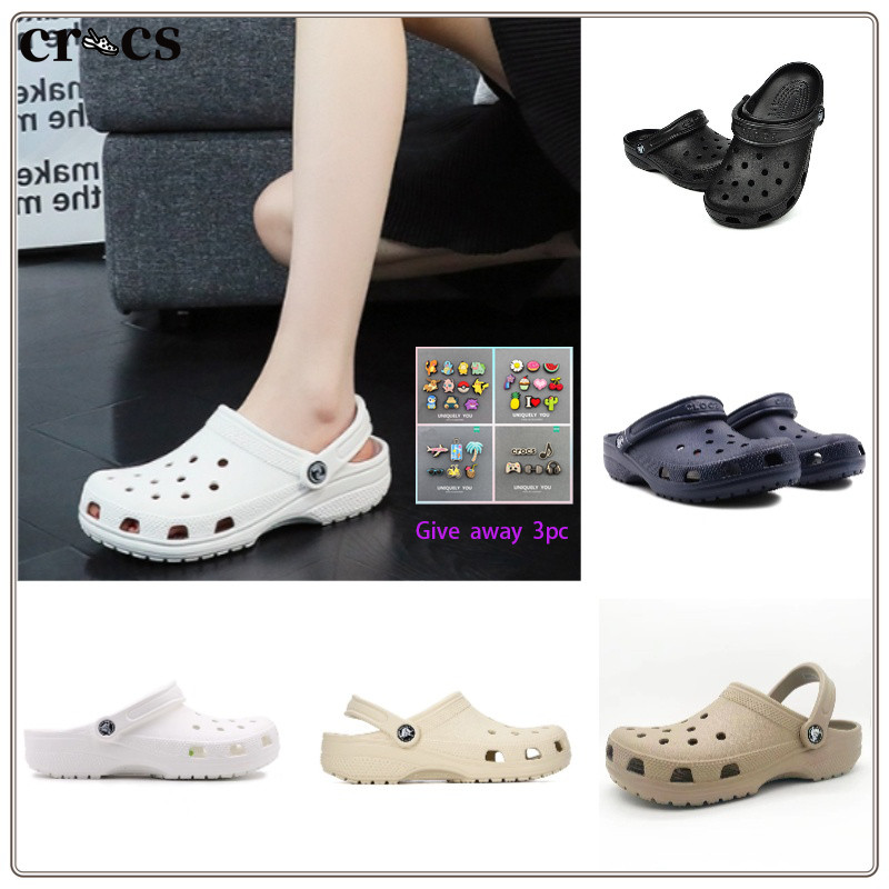 ซื้อ 1 แถม 3 Cross Jibbitz Charms แท้ CLASSIC CLOG รองเท้าแตะ หัวโต รองเท้าไปทะเล เหมาะกับเดินชายหาด สไตล์คลาสสิก สําหรับผู้ชาย และผู้หญิ