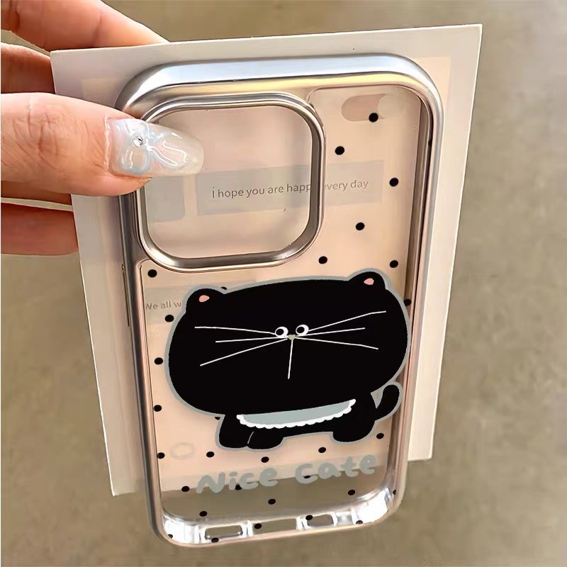 Polka Dot Big Head Cat เหมาะสําหรับ Samsung s24ultra เคสโทรศัพท์ไฟฟ้า s23s22/s21fe ที่ไม่ซ้ํากัน a55a15a54a53 Creative a73 การ์ตูน a25a35a34 ผู้ชายผู้หญิง a05s กันกระแทกนุ่ม
