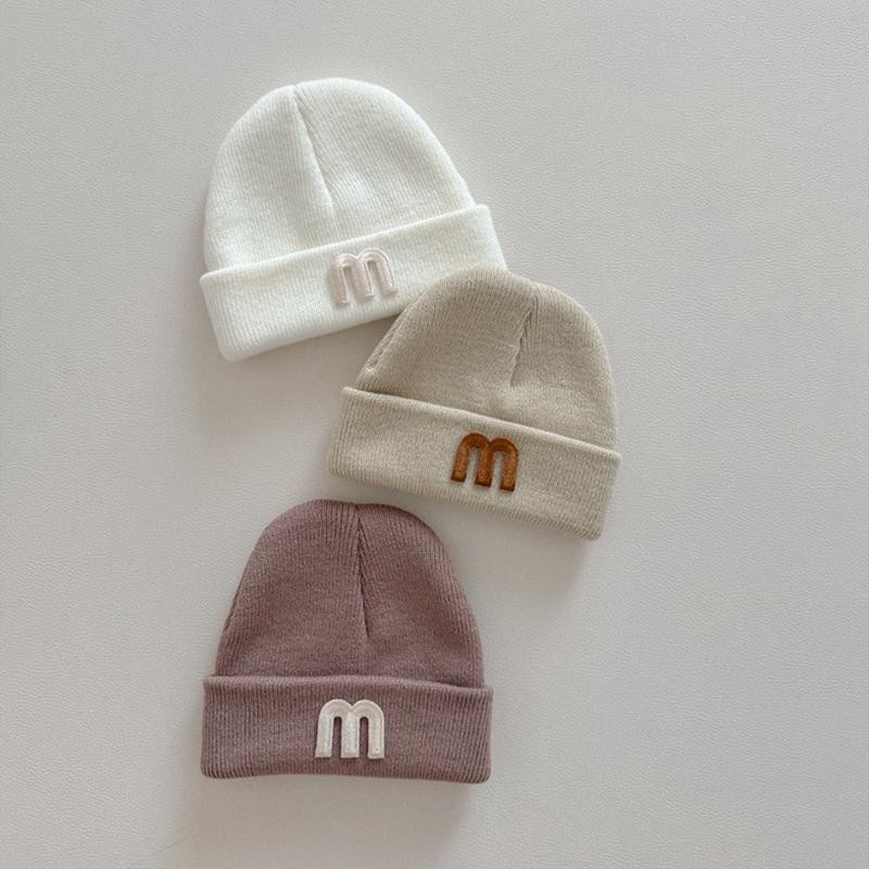 จดหมายสีทึบเด็กหมวกหมวกฤดูใบไม้ร่วงฤดูหนาวที่อบอุ่นเด็กทารกสาวถักหมวก กันลม เด็กวัยหัดเดินป้องกันหูหมวก - รูปที่ 2