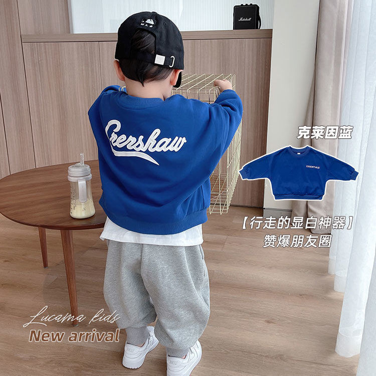 เสื้อสเวตเตอร์เด็กผู้ชายฤดูใบไม้ผลิฤดูใบไม้ร่วงสไตล์ใหม่ฤดูใบไม้ผลิเสื้อผ้าเด็ก ผู้มีอิทธิพล แฟชั่นเด็ก จุดต่ําสุด เสื้อด้านบนพัดลมเกาหลีเ