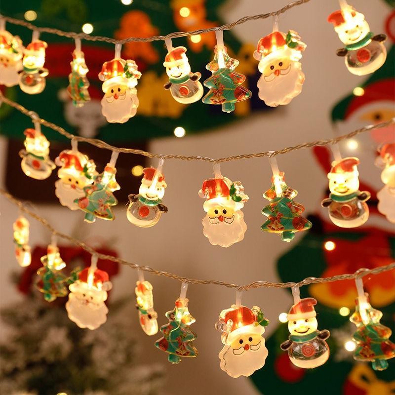 Cod LED Christmas Light String Old Man Sled Snowman [2m/3m/6m] เหมาะสําหรับ Christmas Tree Party Window ตกแต่งรุ่นล่าสุด HUGME