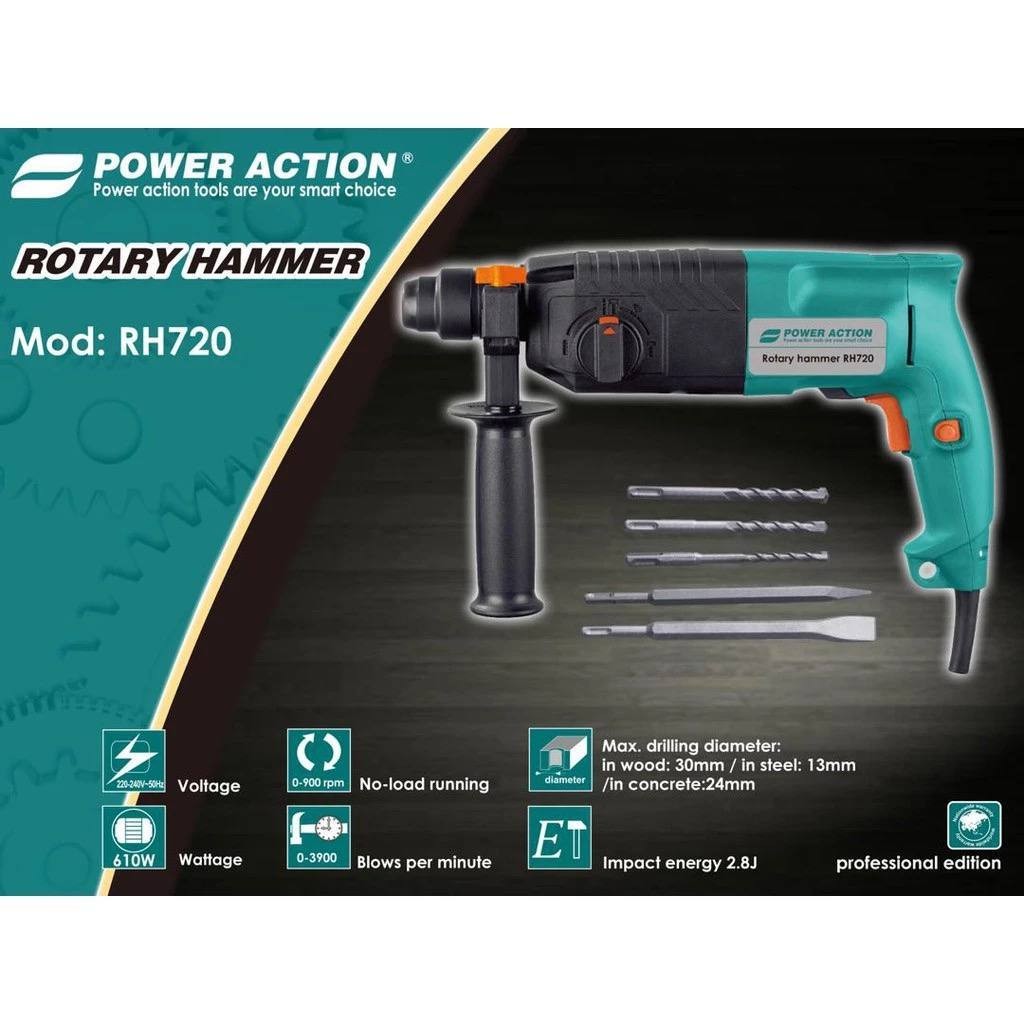 ￼Power Action RH720 สว่านโรตารี่ 240V 720W
