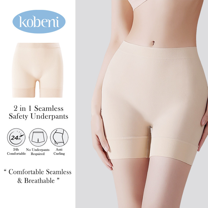 ⭐KOBENI⭐กางเกงกันโป๊ สไตล์ กางเกงขาสั้น ไร้ตะเข็บข้าง ซับในขาสั้น เอวสูง ยืดเยอะ  ผ้านิ่ม กางเกงในผู้หญิง ใส่สบาย ขาไม่ม