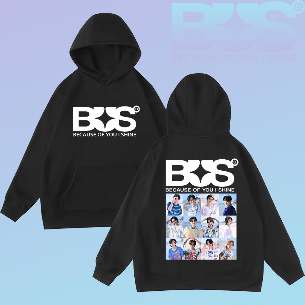 เสื้อฮู้ดแขนยาว Because of you, i shine #006 BUS พิมพ์ลาย ใส่ขับรถ ออกทริป เล่นกีฬาได้ วัสดุเส้นใยโพลีเอสเตอร์ M-3XLSize
