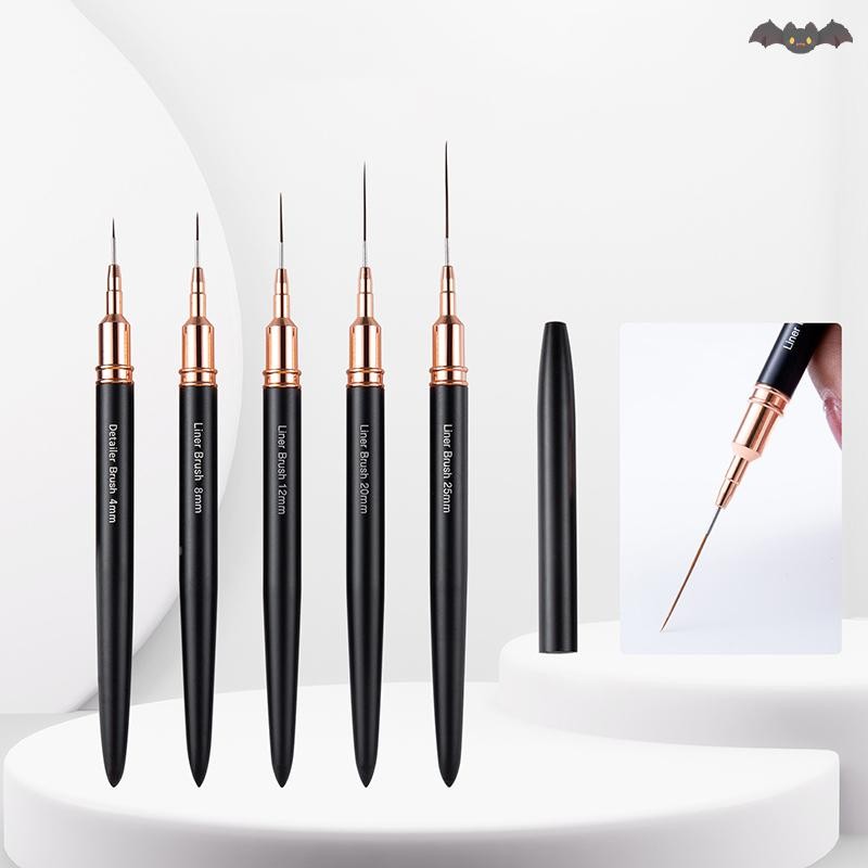 [PE] Nail Liner DIY Drawing Paing Flower Line Stripes Pen 4mm-25mm Metal Handle Nail Art Brush With Cover Nail Brush TH
