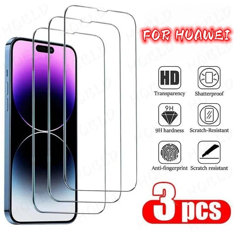 3 ชิ้นกระจกนิรภัย HuaWei Y7 Y9 Y6 Prime Pro 2019 Y6P Y7P Y8P 2020 Y6S Y7A Y9A Y9S Nova 4E 7 9 SE 5T 