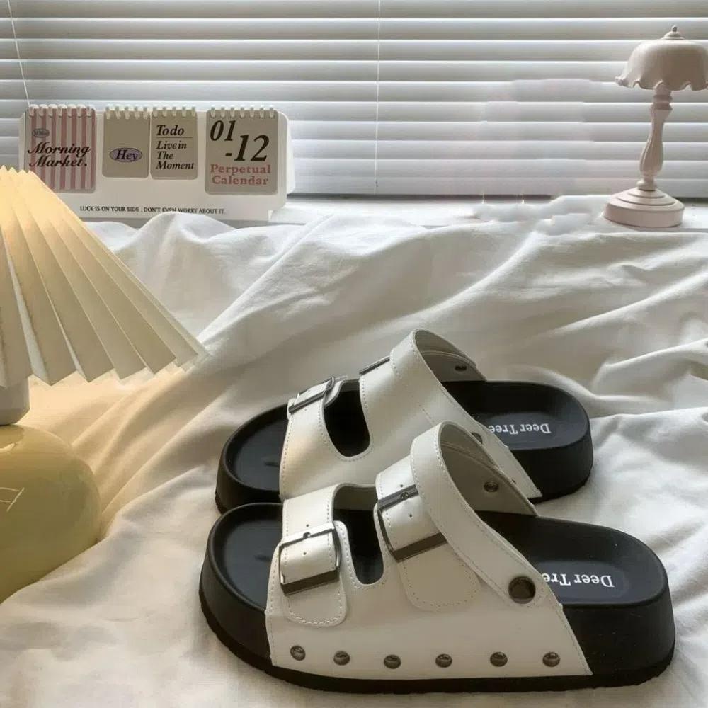 Just รองเท้าแตะรองเท้าผู้หญิง,ป้องกันกลิ่น PU สไลด์รองเท้าแตะโรมัน,แฟชั่น Anti Slip Peep Toe Outerwear แพลตฟอร์ม Flip Flops ฤดูร้อน