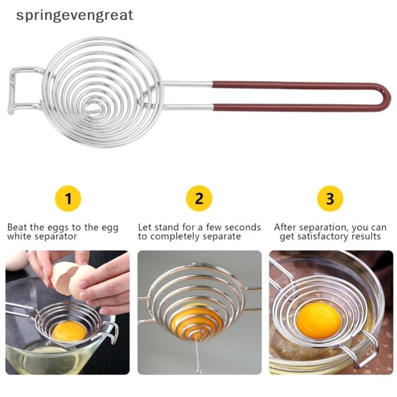 Springevengreat เครื่องแยกไข่ด้ามยาวแยกไข่ขาวเกรดอาหารสแตนเลสไข่แดง Divider กรองอุปกรณ์ครัว Springevengreat