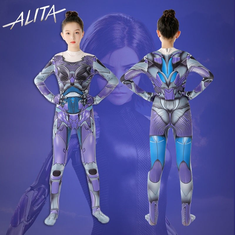 Alita เสื้อผ้าอนิเมะสำหรับเด็ก Alita ชุดแองเจิลต่อสู้คริสต์มาสคอสเพลย์ชุดรัดรูปชิ้นเดียว