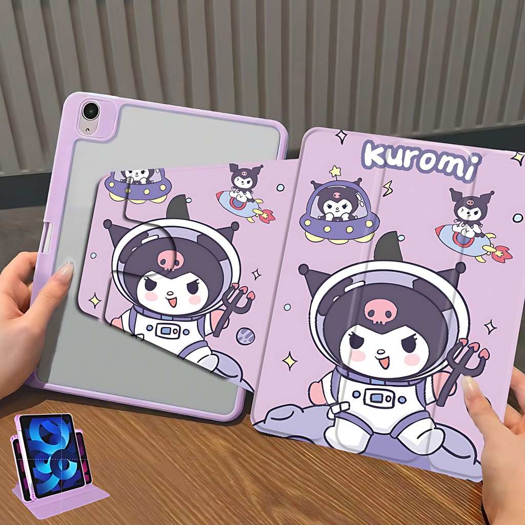 【พร้อมส่ง】การอัพเกรดใหม่ เคสไอแพด พร้อมที่ใส่ปากกาหมุนได้ 360 °/นอนได้ for Air4 air5 10.9 Air6 11" Pro11 10th gen10 gen7 gen8 gen9 10.2 Air3 Pro10.5 purple เคสสำหรับ ไอแพด