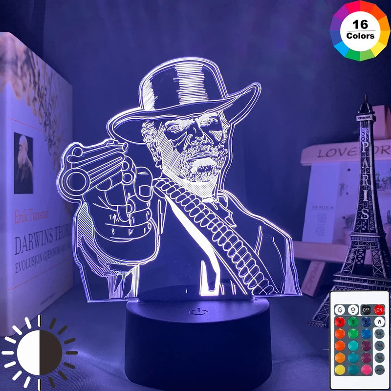 Game Red Dead Redemption 2 Gift Acrylic 3d Lamp for Game Room Decor Nightlight RDR2 Arthur Morgan Fi