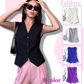 [ส่งไวจากไทย] Fulllove เสื้อสูทคอวีเสื้อนอกย้อนยุคสไตล์สั้นแ…