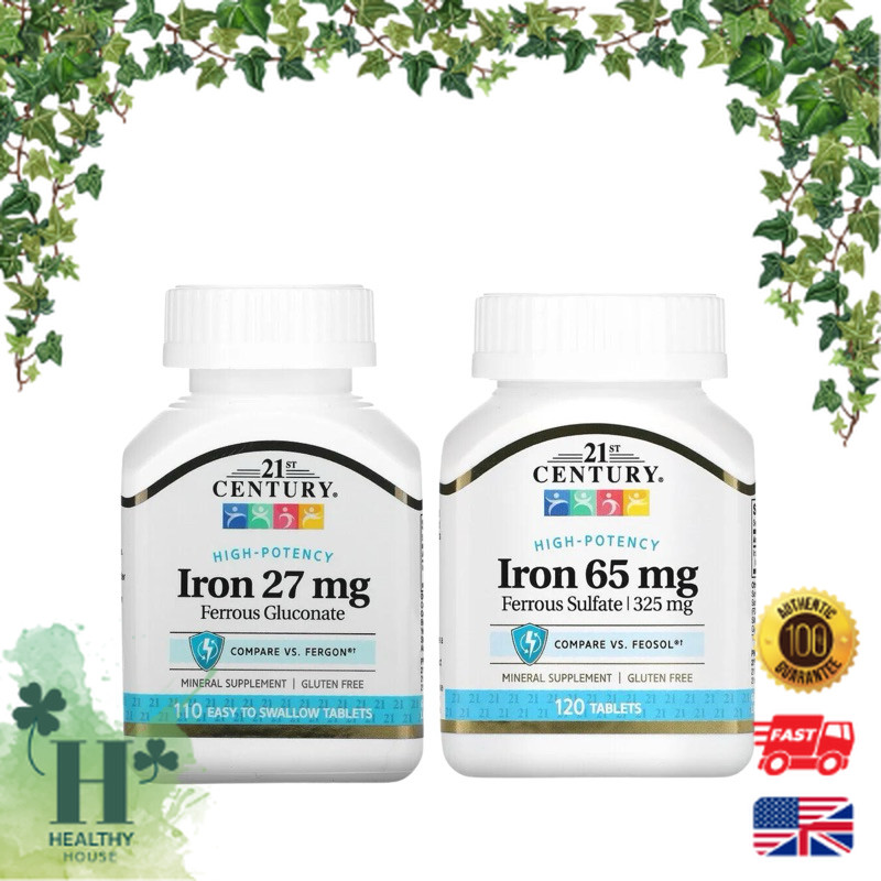 พร้อมส่ง 21st Century High-Potency Iron 27 mg 65 mg ป้องกันโรคโลหิตจาง ลดอาการผมร่วง