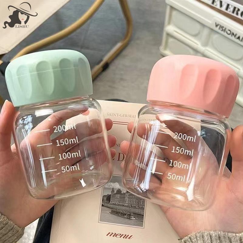 Lishu 200ml แก้ว Borosilicate สูงถ้วยน้ําโปร่งใส Scale Mini ถ้วยไขมันแบบพกพาน้ําผลไม้แก้วเครื่องดื่มคอนเทนเนอร์ Travel Home ของขวัญ th