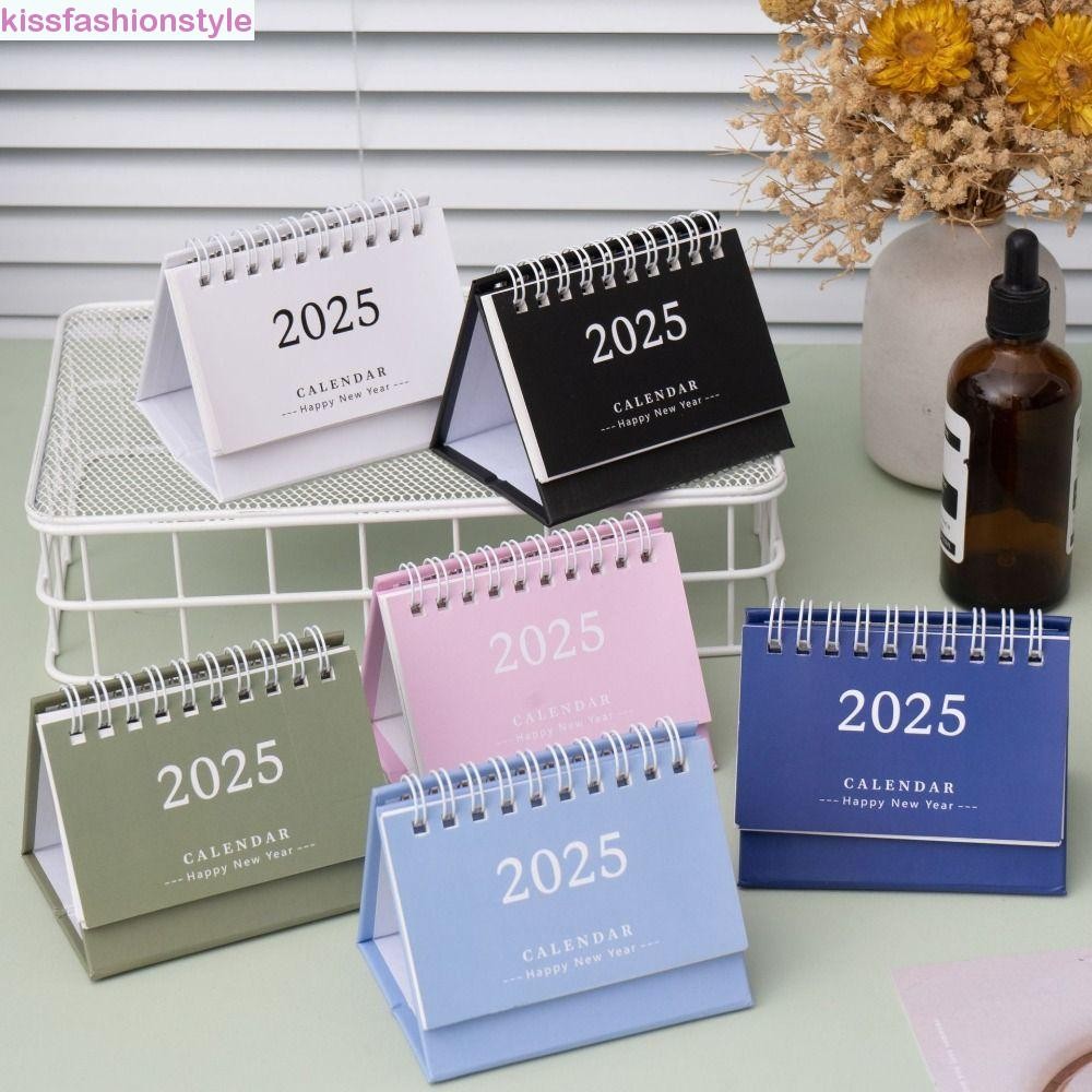 Kissfashionstyle ปฏิทินตั้งโต๊ะขนาดเล็ก หนา 18 เดือน 2024-2025 ปฏิทิน ผู้จัดงานเวลา 2025 Creative Memo Pad Agenda อุปกรณ์สํานักงาน