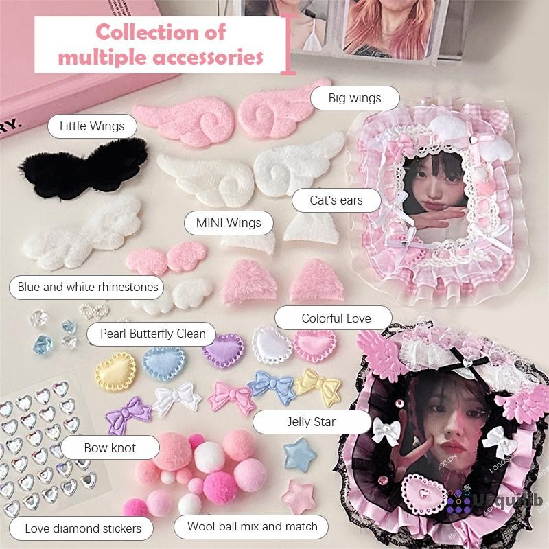 Uequilib 10 ชิ้นน่ารักการ์ตูน Wing Bow Star การ์ดตกแต่งหวาน DIY Handmade Hairpins อุปกรณ์เสริมของขวัญ DIY วัสดุเย็บผ้าใหม่