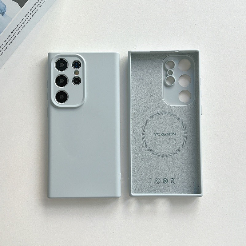 หรูหราซิลิโคนเหลวแม่เหล็กไร้สายชาร์จโทรศัพท์ Case สำหรับ Samsung S24 S23อัลตร้าพลัสที่เรียบง่ายสีทึบนุ่มป้องกันปกหลัง – โปรปัง